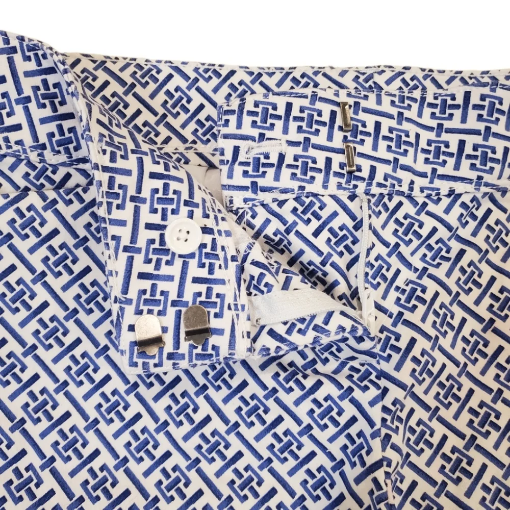 The Limited Women's‎ Blue White Geometric Flat Front Shorts Size 4